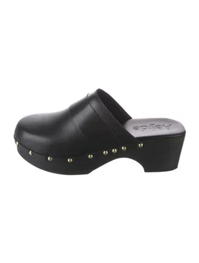 Pre-owned Aeyde Leather Studded Accents Mules In Black