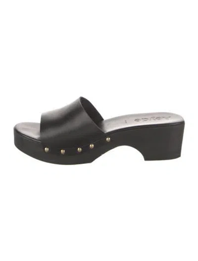 Pre-owned Aeyde Leather Studded Accents Slides In Black