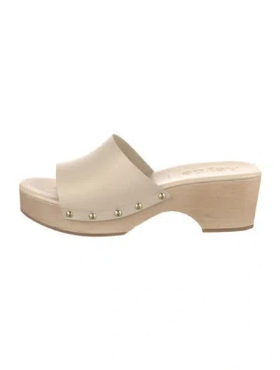 Pre-owned Aeyde Leather Studded Accents Slides In Neutral