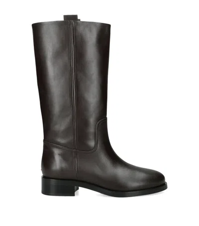 Aeyde Leather Theo Knee High Boots In Brown