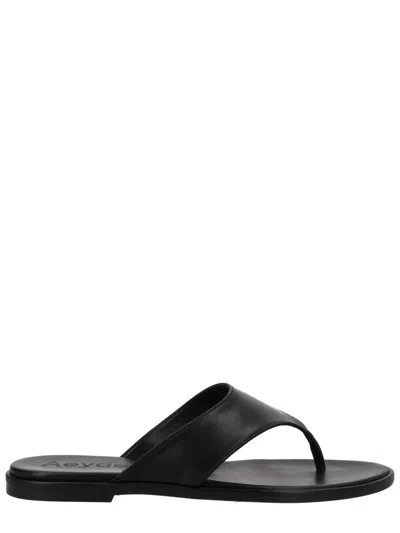 Aeyde Leather Thong Sandal Flat Sole Design In Black
