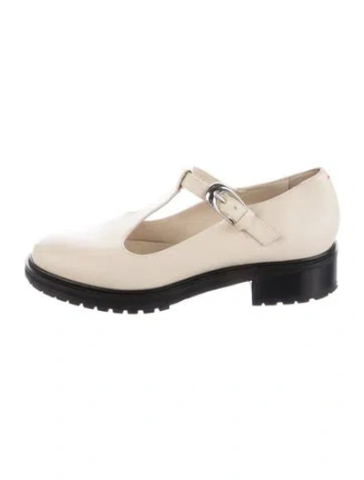 Pre-owned Aeyde Leather T-strap Pumps In White