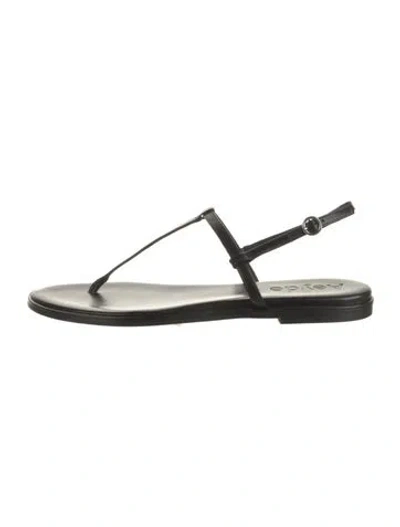 Pre-owned Aeyde Leather T-strap Sandals In Black
