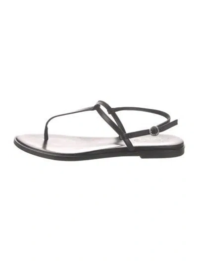 Pre-owned Aeyde Leather T-strap Sandals In Black