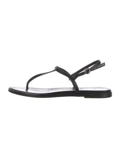 Pre-owned Aeyde Leather T-strap Sandals In Black