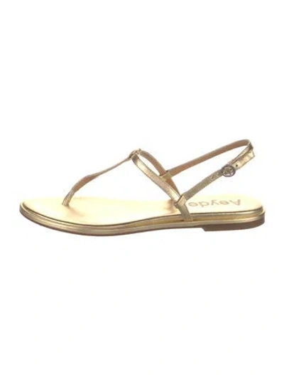 Pre-owned Aeyde Leather T-strap Sandals In Gold