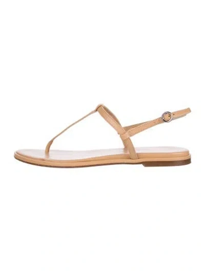 Pre-owned Aeyde Leather T-strap Sandals In Neutral