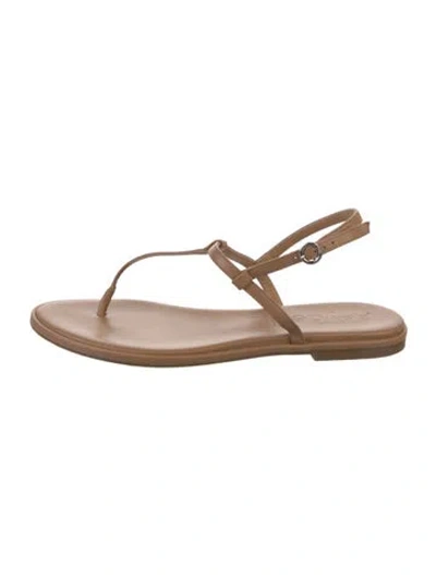 Pre-owned Aeyde Leather T-strap Sandals In Neutral