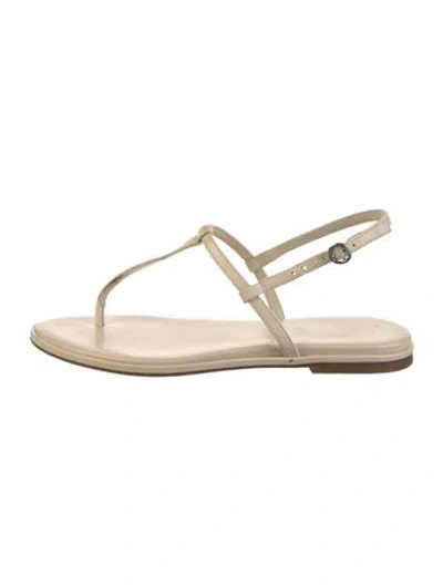 Pre-owned Aeyde Leather T-strap Sandals In Neutral