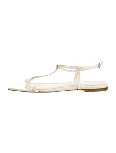Pre-owned Aeyde Leather T-strap Sandals In Neutral