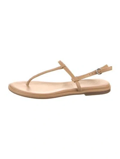 Pre-owned Aeyde Leather T-strap Sandals In Neutrals