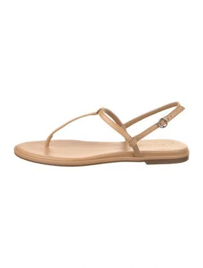 Pre-owned Aeyde Leather T-strap Sandals In Neutrals