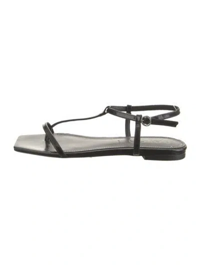 Pre-owned Aeyde Leather T-strap Sandals W/ Tags In Black