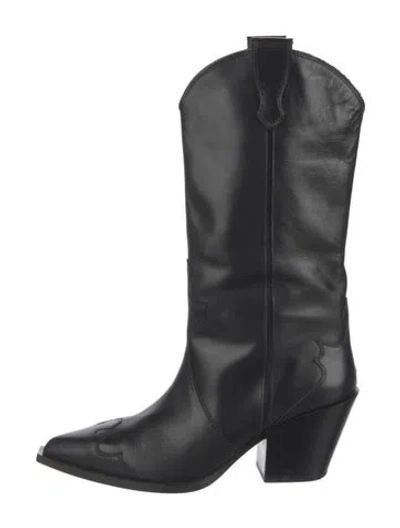 Pre-owned Aeyde Leather Western Boots In Black