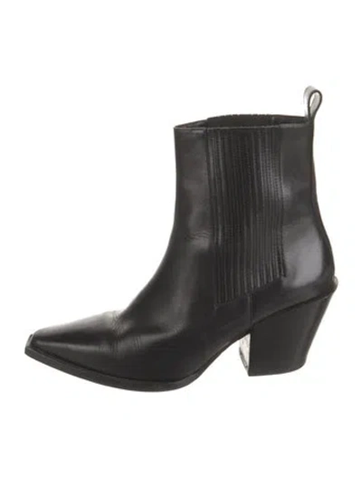 Pre-owned Aeyde Leather Western Boots In Black