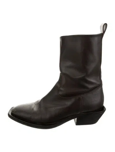 Pre-owned Aeyde Leather Western Boots In Black/brown