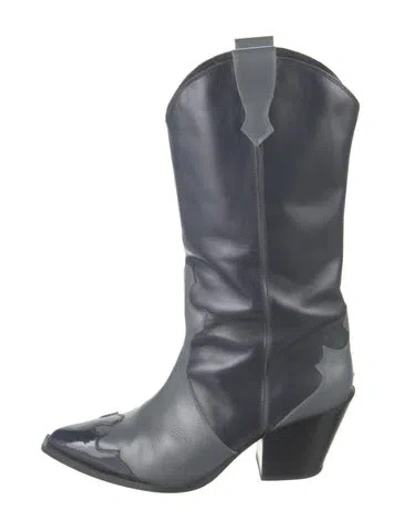 Pre-owned Aeyde Leather Western Boots In Blue