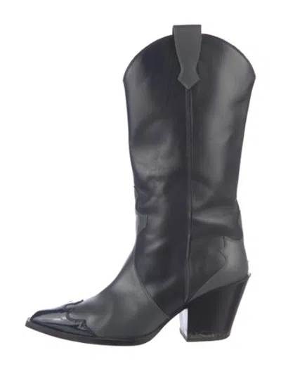 Pre-owned Aeyde Leather Western Boots In Blue