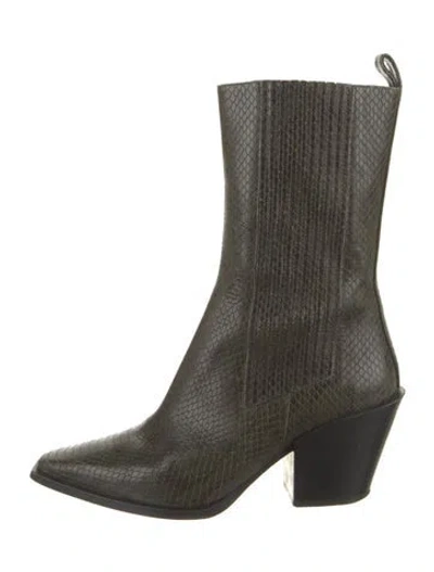 Pre-owned Aeyde Leather Western Boots In Green