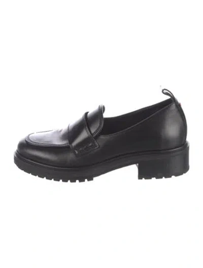 Pre-owned Aeyde Leather Whipstitch Trim Loafers In Black