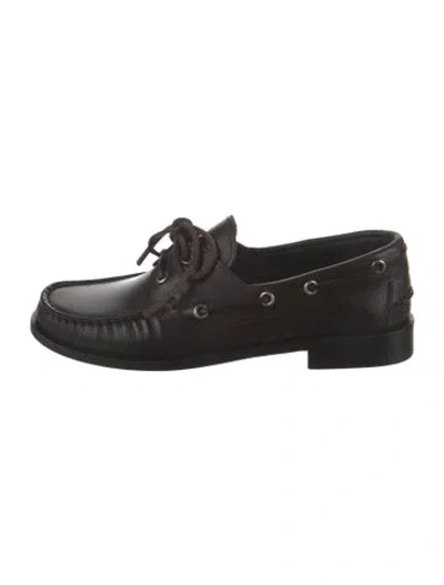 Pre-owned Aeyde Leather Whipstitch Trim Loafers In Black