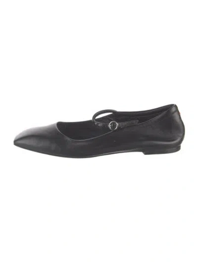 Pre-owned Aeyde Leather Whipstitch Trim Mary Jane Flats In Black