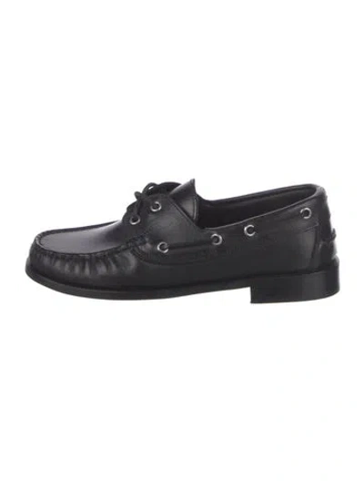 Pre-owned Aeyde Leather Whipstitch Trim Oxfords In Black