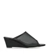 Aeyde Leather-mesh Suzanne Wedge Sandals 55 In Black