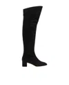 Aeyde Letizia 45mm Thin Block Square In Leathertoe Over The Knee Boot In Black