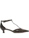 Aeyde Liz Snake Print Calf Leather Moka Shoes In Brown