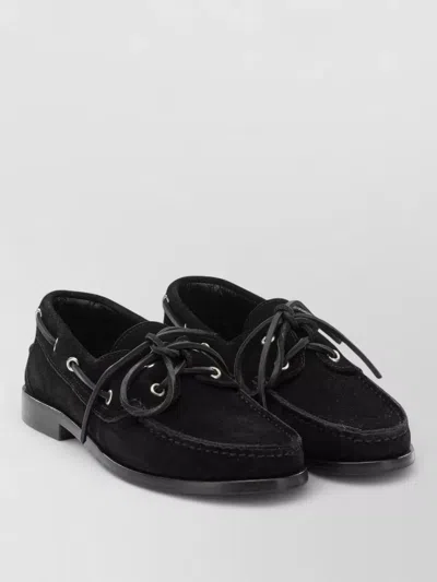 Aeyde Loafers Slippers Round Toe Lace Detail In Black