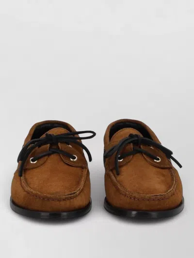 Aeyde Suede Leather Loafers In Brown