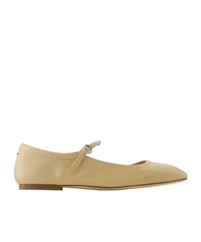 Aeyde Uma Metallic Mary Jane Ballerina Flats In Beige