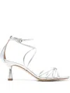Aeyde Luella 65mm Metallic Sandals In Silver