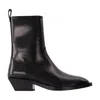 Aeyde Luis 35 Mm Square Toe Block In Leather Heel Ankle Boot In Black