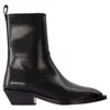 Aeyde Luis 35mm Square Toe Block In Leatherheel Ankle Boot In Black