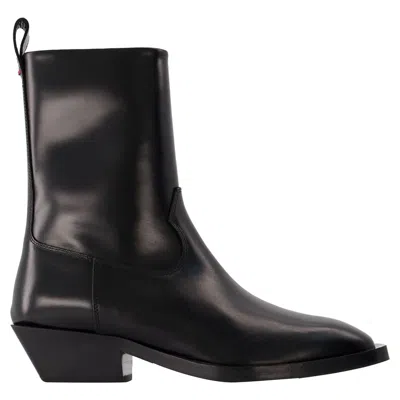 AEYDE LUIS 35MM SQUARE TOE BLOCK IN LEATHERHEEL ANKLE BOOT