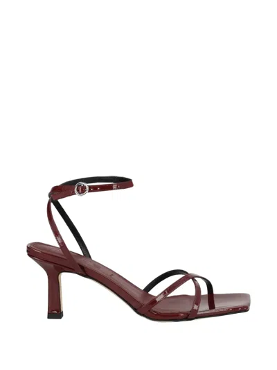 Aeyde Edith Thin Glossy Straps Sandals In Burgundy