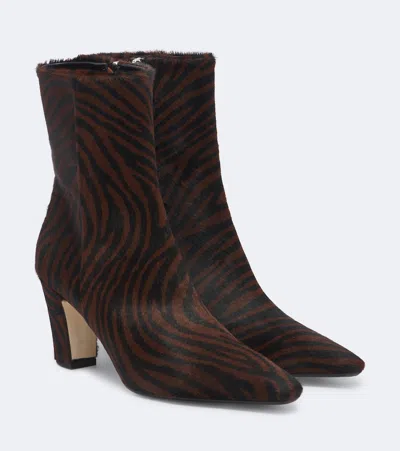 Aeyde Maris Printed Calf Hair Ankle Boots In Brown