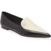 Aeyde Martha Pointed Toe Flat In Black/creamy