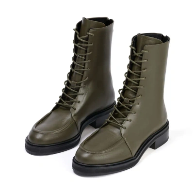 Aeyde Max Lace-up Ankle Boots In Olive