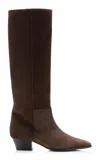 Aeyde Medea Suede Knee Boots In Brown