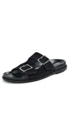 Aeyde Meena Suede Cow Leather Sandals Black In Black