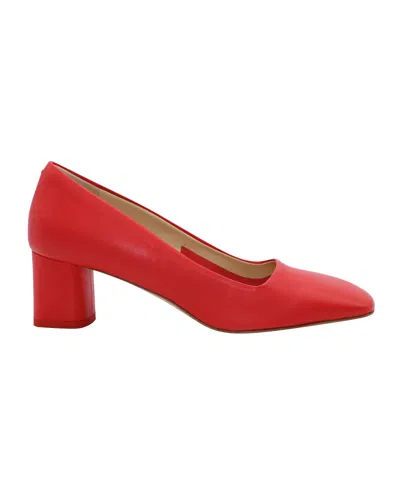Aeyde Meghan Square Toe Pumps In Red Calf Leather