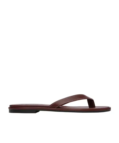Aeyde Burgundy Melody Leather Toe-post Flip-flops In Red