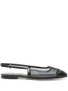 Aeyde Geraldine Leather-trimmed Mesh Slingback Ballet Flats In Black