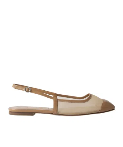 Aeyde Mesh Slingback Flat Shoes In Brown