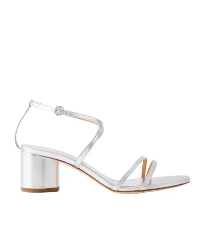 Aeyde Mirella Metallic Leather Sandals In Silver