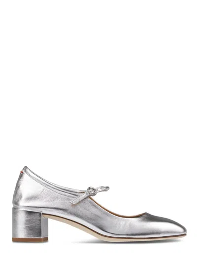 Aeyde Metallic Silver Sandals With Delicate Strap In White