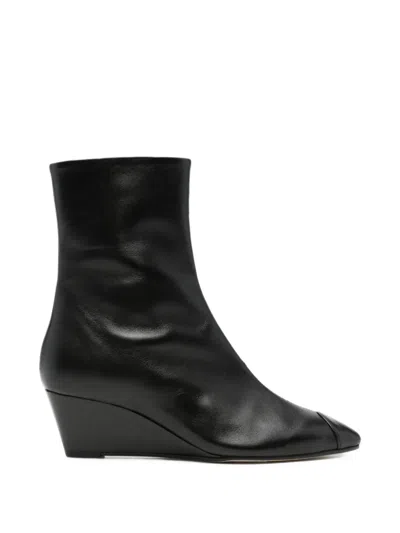 Aeyde Mia Cap Wedge-heel Ankle Boots In Black